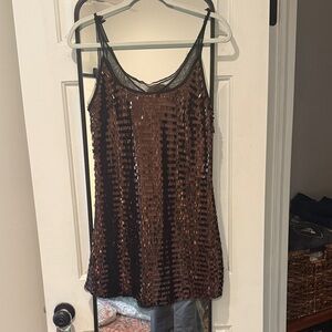 Free People Brown Sequin Mini Dress